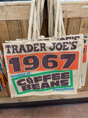 NEW 1967 Coffee Beans Reusable Jute Tote - Tan/Orange/Green